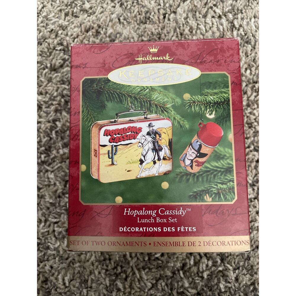 Hallmark Christmas Keepsake Ornament HOPALONG CASSIDY Lunch Box Set of 2 2000